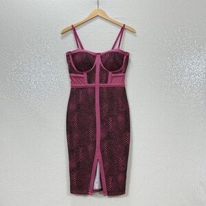 Material Girl Pink Black Snakeskin Print Bodycon Dress Women’s Size Large